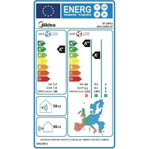 ΚΛΙΜΑΤΙΣΤΙΚΟ MIDEA SOLUNAR  EF-18RD1H/MX3-18RD1-EF INVERTER 18000BTU R32 WI-FI AI